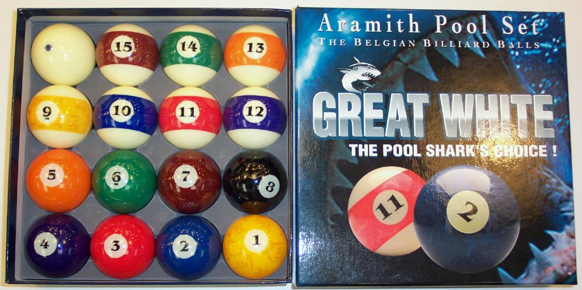 ARAMITH SHARK BELGIAN POOL BALLS, REALLY SHARP  