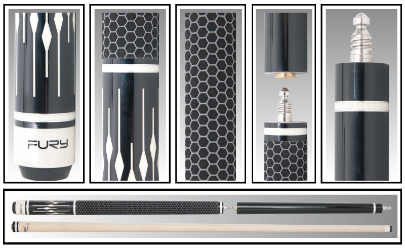 New Fury Jump/Break Phenolic Ferrule, Sport Grip Pool Cue w/Joint Caps 