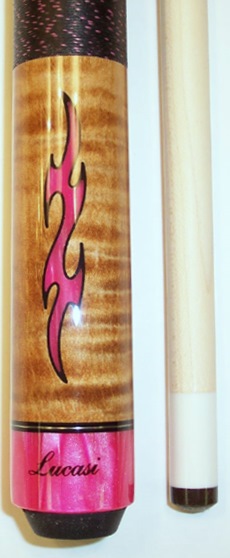 Lucasi L L20 Pool Cue   Pink Flames   Free Ship, FREE 2x4 Combo Case 